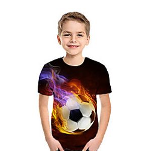 Kids Boys' T shirt Tee Short Sleeve Graphic 3D Football Print Light Yellow Red Black Children Tops Summer Active Casual / Daily Sports Children's Day 2-13 Years miniinthebox