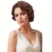 Short Ash Brown 20s Wigs for Women Natural Finger Wave Synthetic Hair Wig for Women Lady Ladies Cosplay Anime Party Costume Anime Flapper Wig miniinthebox