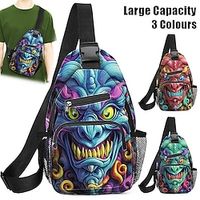 Men's Women's Crossbody Bag Shoulder Bag Chest Bag Polyester Outdoor Daily Holiday Zipper Print Large Capacity Lightweight Multi Carry Animal Patterned Red Blue Green Lightinthebox - thumbnail