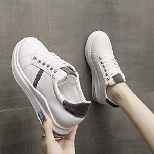 Women's Sneakers Flat Heel Round Toe Rubber White Lightinthebox