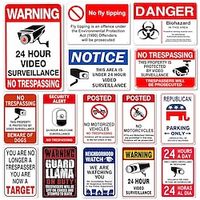 1pc Warning Metal Tin Sign No Trespassing Signs Private Property, Metal 24 Hour Video Surveillance Signs Security Camera Sign For Home Outdoor Property Yard Business Driveway Alert 20x30cm/8''x12'' miniinthebox - thumbnail