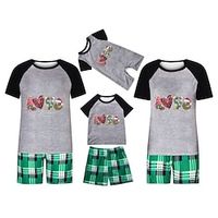 Family Christmas Pajamas Cartoon Letter Home Short-sleeved star—6 pictures Short-sleeved star—1 picture Short-sleeved star—2 pictures Short Sleeve Active Matching Outfits Lightinthebox - thumbnail