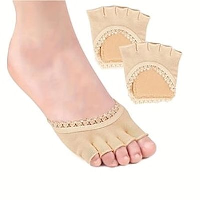 1 Pair Open Five Toes Socks, Forefoot Pads, Anti Slip Peep Toe Half Socks Lace Toe Topper Invisible Half Socks For High Heels, Flat Shoes, Casual Shoes, Sandals Lightinthebox