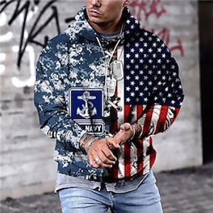 Men's Unisex Pullover Hoodie Sweatshirt Blue Hooded Graphic Prints National Flag Print Daily Sports 3D Print Streetwear Designer Casual Spring   Fall Clothing Apparel Hoodies Sweatshirts  Long Sleeve Lightinthebox