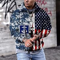 Men's Unisex Pullover Hoodie Sweatshirt Blue Hooded Graphic Prints National Flag Print Daily Sports 3D Print Streetwear Designer Casual Spring   Fall Clothing Apparel Hoodies Sweatshirts  Long Sleeve Lightinthebox - thumbnail