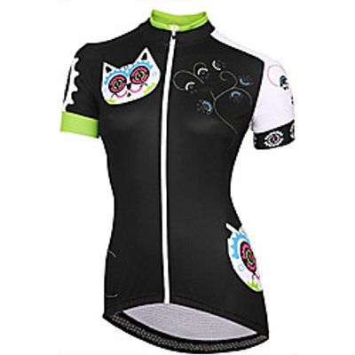 21Grams Women's Short Sleeve Cycling Jersey Summer Spandex Black Cat Bike Top Mountain Bike MTB Road Bike Cycling Quick Dry Moisture Wicking Sports Clothing Apparel / Stretchy / Athleisure miniinthebox