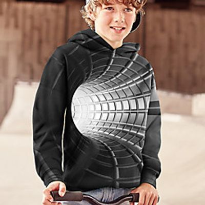 Kids Boys' Hoodie Long Sleeve 3D Print Geometric Black Children Tops Fall Active Regular Fit 4-12 Years Lightinthebox