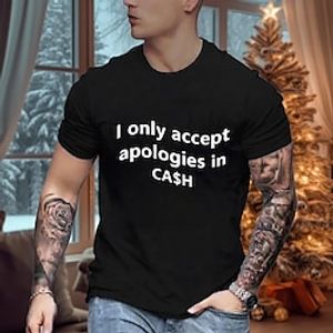 Letter Black White Green T shirt Tee Men's Graphic Cotton Blend Shirt Sports Classic Shirt Short Sleeve Comfortable Tee Sports Outdoor Holiday Summer Fashion Designer Clothing S M L XL XXL XXXL Lightinthebox