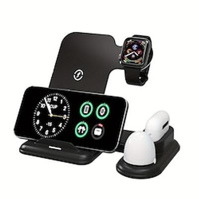 Wireless Charger Multifunction Wireless Charging Station Ambient Light Mobile Phone Wireless Charging Fast Wireless Charger Holder For IPhone For Apple Watch 8/7 For AirPods 3/2/Pro miniinthebox