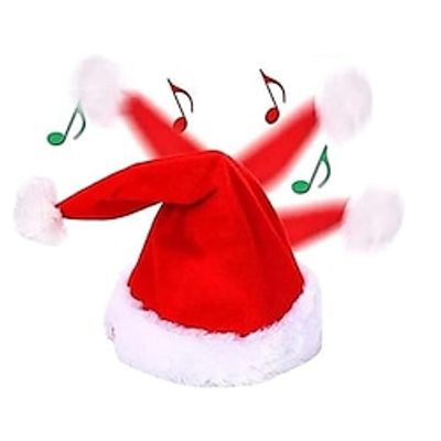 Singing and Dancing Electric Christmas Santa Hat for Adults Kids, Swing Musical Funny Toy Hat, Plush Velvet Christmas Cap in Traditional Red White Party Hat for Christmas New Year Party Supplies Xmas Lightinthebox
