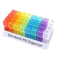 One Month Pill Organiser 32 days AMPM Lids MedicineTablet storage Box Lightinthebox - thumbnail
