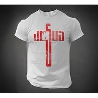 Graphic Jesus Faith Fashion Designer Casual Men's 3D Print Short Sleeve Shirt T shirt Tee Tee Top Daily Holiday Vacation T shirt Black White Dark Blue Short Sleeve Crew Neck Shirt Summer Clothing Lightinthebox