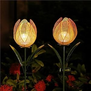 Outdoor Solar Garden Lights Retro Metal Tulip Flowers Decorative LED Stake for Garden Patio Yard Lawn Walkway Decoration Landscape Lighting miniinthebox