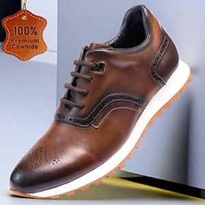 Men's Oxfords Formal Shoes Dress Shoes British Gentleman Office  Career Party  Evening Leather Italian Full-Grain Cowhide Comfortable Slip Resistant Lace-up Dark Brown Lightinthebox