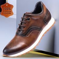 Men's Oxfords Formal Shoes Dress Shoes British Gentleman Office  Career Party  Evening Leather Italian Full-Grain Cowhide Comfortable Slip Resistant Lace-up Dark Brown Lightinthebox - thumbnail