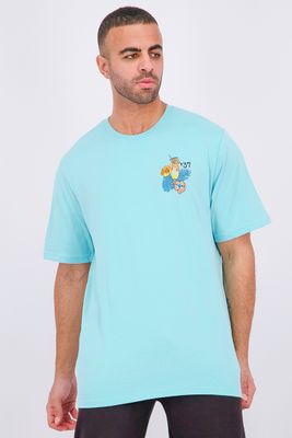 Mens Short Sleeve Seas The Day Crew Neck Tee  Angel Blue
