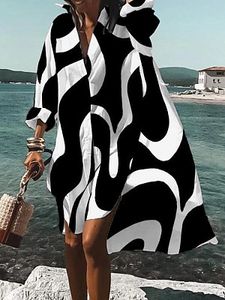 Fashion Print Shirt Resort Dress