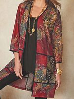 Print Three-quarter Sleeve Cardigan - thumbnail