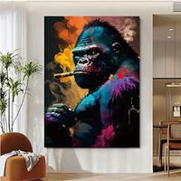 Street art Oil Painting hand painted Textured Canvas Art Monkey Animal pop Art painting Hanmade Monkey Painting Modern artwork for Living Room Wall Decor Lightinthebox