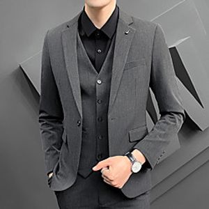 Men's Party  Evening Notch Tailored Fit Single Breasted One-button Straight Flapped Solid Color Spandex Lightinthebox