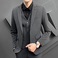 Men's Party  Evening Notch Tailored Fit Single Breasted One-button Straight Flapped Solid Color Spandex Lightinthebox - thumbnail