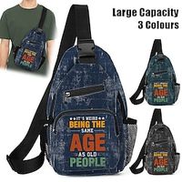Men's Crossbody Bag Shoulder Bag Chest Bag Polyester Outdoor Daily Holiday Zipper Print Large Capacity Lightweight Multi Carry Letter Black Blue Green Lightinthebox - thumbnail