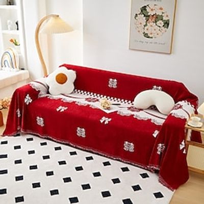 Red couch cover, sofa towel with the couch cover in the North Europe fashionable print couch protection and the prevention of dirt prevention for Couch Green White Sofa Throw Blankets miniinthebox