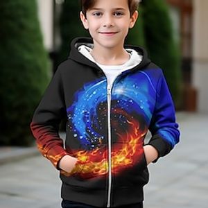 Boys 3D Graphic Hoodie Coat Outerwear Long Sleeve Fall Winter Active Streetwear Cool Polyester Kids 3-12 Years Zip Street Daily Regular Fit Lightinthebox