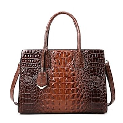 Women's Handbag PU Leather Office Daily Zipper Large Capacity Waterproof Anti-Dust Geometric Black Purple Brown miniinthebox