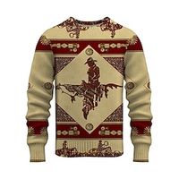 Cowboy Retro Vintage western style Tribal Men's Print Knitting Pullover Sweater Jumper Knitwear Outdoor Daily Vacation Long Sleeve Crewneck Sweaters Blue Purple Khaki Fall Winter S M L Sweaters Lightinthebox - thumbnail