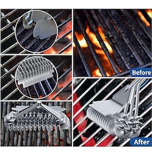 Grill Brush and Scraper Bristle Free, BBQ Accessories Grill Brush for Outdoor Grill, Safe 17 Stainless Steel BBQ Brush for Grill Cleaning, Grill Accessories Gifts for Men, miniinthebox