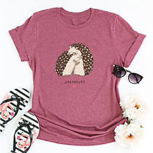 Women's T shirt Graphic Animal Print Round Neck Tops Basic Basic Top Black Blue Blushing Pink miniinthebox