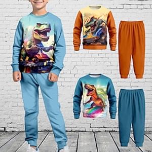 Boys 3D Dinosaur Sweatshirt  Pants Set Long Sleeve 3D Printing Fall Winter Active Fashion Cool Polyester Kids 3-12 Years Crew Neck Outdoor Street Vacation Regular Fit Lightinthebox