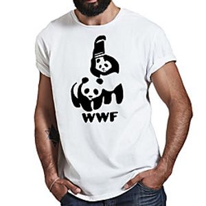 Men's Unisex Tee T shirt Hot Stamping Graphic Prints Panda Animal Plus Size Print Short Sleeve Casual Tops Cotton Basic Fashion Designer Big and Tall White miniinthebox