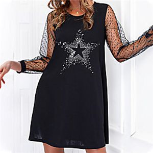Women's A Line Dress Short Mini Dress White Black Dark Gray Red Navy Blue Long Sleeve Polka Dot Heart Geometric Mesh Pocket Print Spring Summer Crew Neck Stylish Casual 2021 S M L XL XXL 3XL Lightinthebox