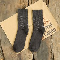 Mens Winter Solid 5 Colors Brief Style Spots Knitting Thick Warm Casual Socks