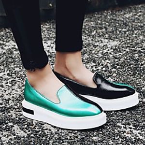 Women's Loafers  Slip-Ons Slip-on Sneakers Platform Round Toe PU Synthetics Gold Green miniinthebox