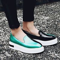Women's Loafers  Slip-Ons Slip-on Sneakers Platform Round Toe PU Synthetics Gold Green miniinthebox - thumbnail