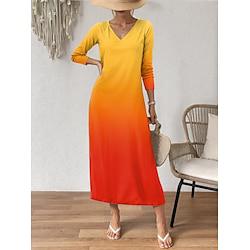 Women's Knit Dress Ombre Tie Dye Print V Neck Long Dress Maxi Dress Short Sleeve Summer Lightinthebox