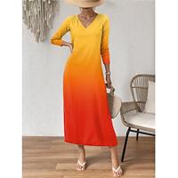 Women's Knit Dress Ombre Tie Dye Print V Neck Long Dress Maxi Dress Short Sleeve Summer Lightinthebox