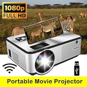 Portable Movie Projector WiFi Outdoor Projector Support Full HD 1080P Mini Smart Phone Projector for Home Theater Outdoor Movies Compatible with TV Stick HDMI USB AV Lightinthebox