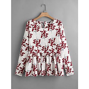 Women's Plus Size Tops Shirt Print Long Sleeve Round Neck Casual Fall Winter White Big Size L XL XXL XXXL 4XL Lightinthebox
