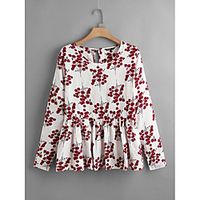 Women's Plus Size Tops Shirt Print Long Sleeve Round Neck Casual Fall Winter White Big Size L XL XXL XXXL 4XL Lightinthebox - thumbnail
