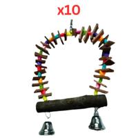 Pets Club Natural Wooden Bird Toy With Bell H-17 Cm, W-16 Cm (Pack of 10)