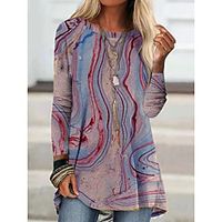 Women's A Line Dress Short Mini Dress Blue khaki Red Long Sleeve Multi Color Graphic Print Spring Summer Round Neck Active Casual 2021 S M L XL XXL XXXL miniinthebox - thumbnail