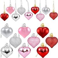 36Pcs Valentine's Day Heart Shaped Ornaments  Valentines Heart Decorations  Red Pink Silver Glitter Heart Shaped Baubles  Romantic Christmas Valentine's Day Tree Hanging Decorations Lightinthebox - thumbnail