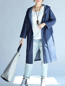 O-NEWE Casual Women Hooded Denim Coat