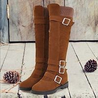 Women's Boots Biker boots Combat Boots Plus Size Outdoor Daily Knee High Boots Flat Heel Vintage Classic Comfort Suede Zipper Black Red Brown miniinthebox
