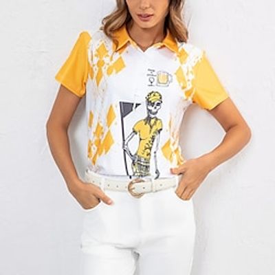 Women's Polo Shirt Golf Shirt Button Up Polo Breathable Quick Dry Moisture Wicking Short Sleeve Golf Apparel Golf Clothes Regular Fit Printed Summer Tennis Golf Pickleball Lightinthebox