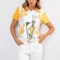 Women's Polo Shirt Golf Shirt Button Up Polo Breathable Quick Dry Moisture Wicking Short Sleeve Golf Apparel Golf Clothes Regular Fit Printed Summer Tennis Golf Pickleball Lightinthebox - thumbnail